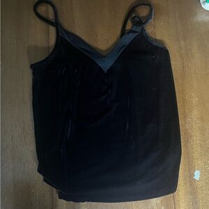 Velvet black tank top with mesh border
